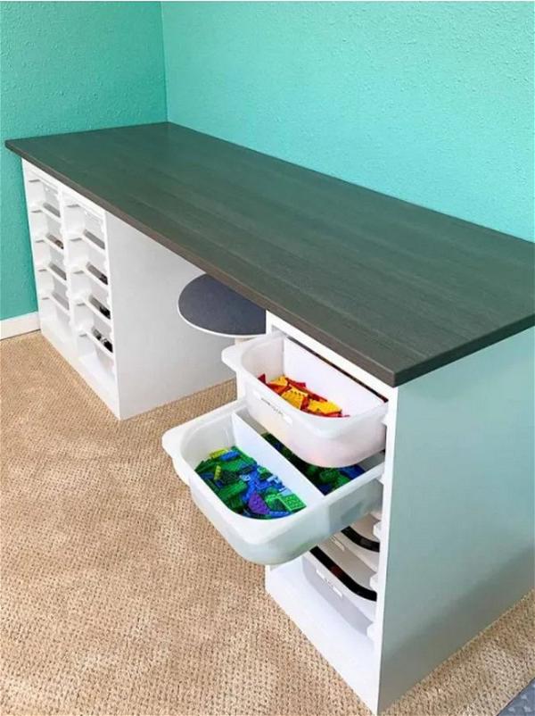 DIY Lego Desk With IKEA Trofast Bin Storage