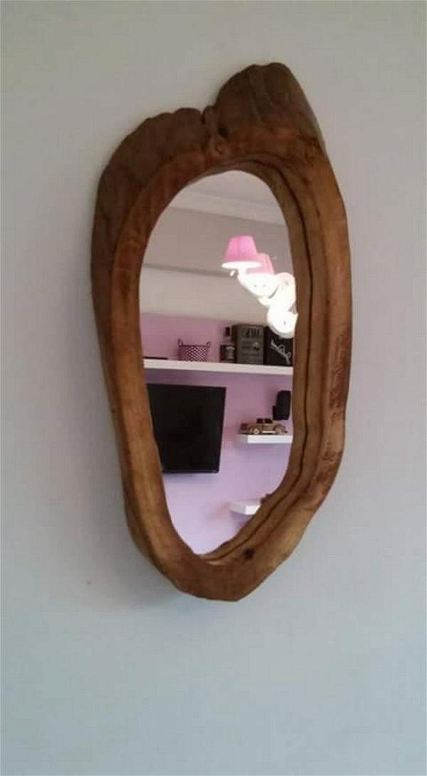 DIY Log Mirror Frame