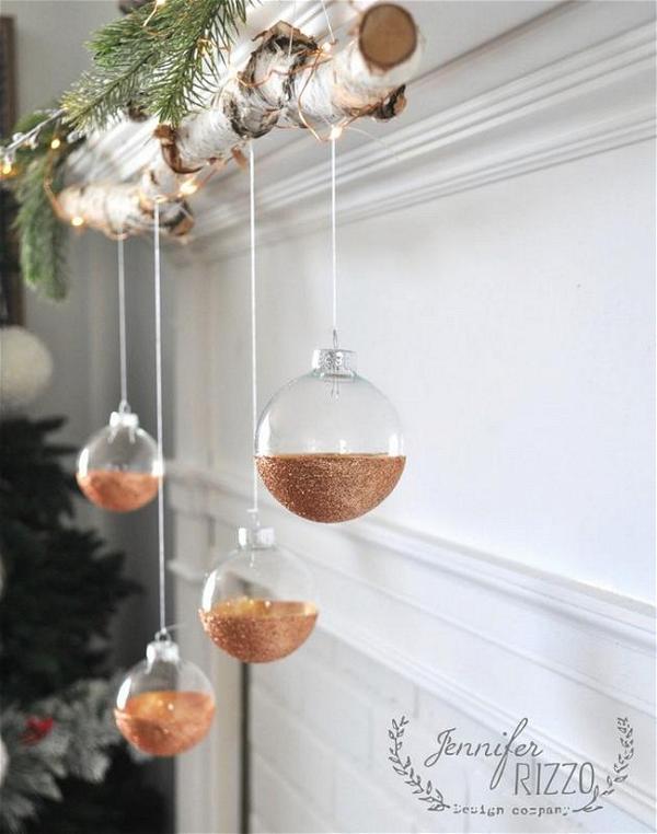 DIY Modern Rustic DIY Glitter Ornaments