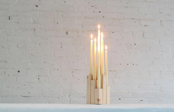 DIY Modern Wood Candelabra