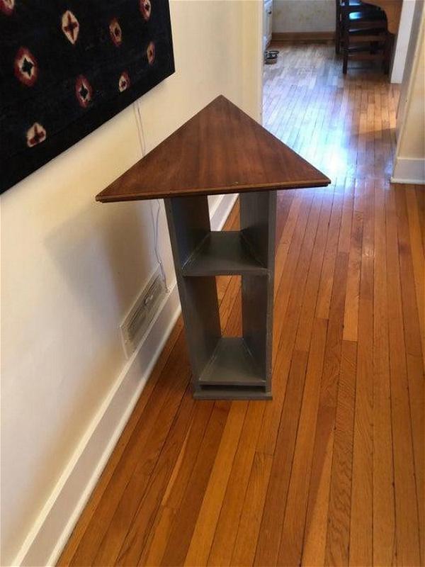 DIY Triangular Table From Old Cabinet Door