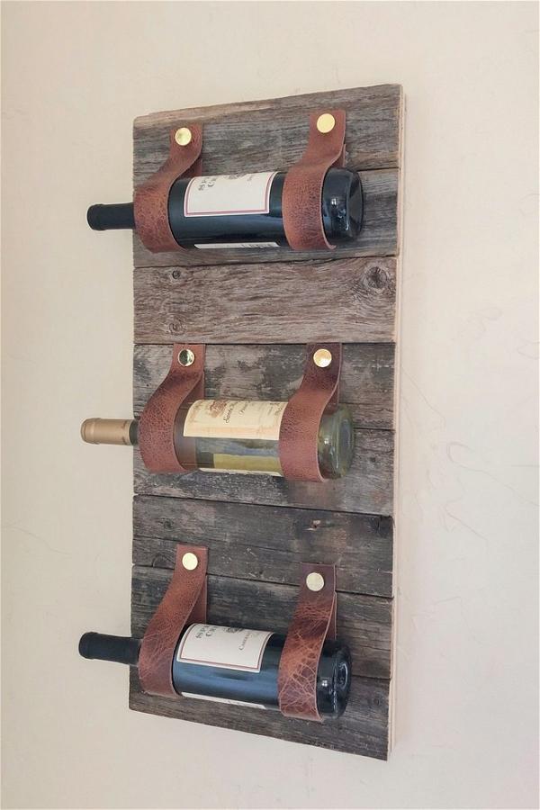 DIY Wood And Leather Wine Rack