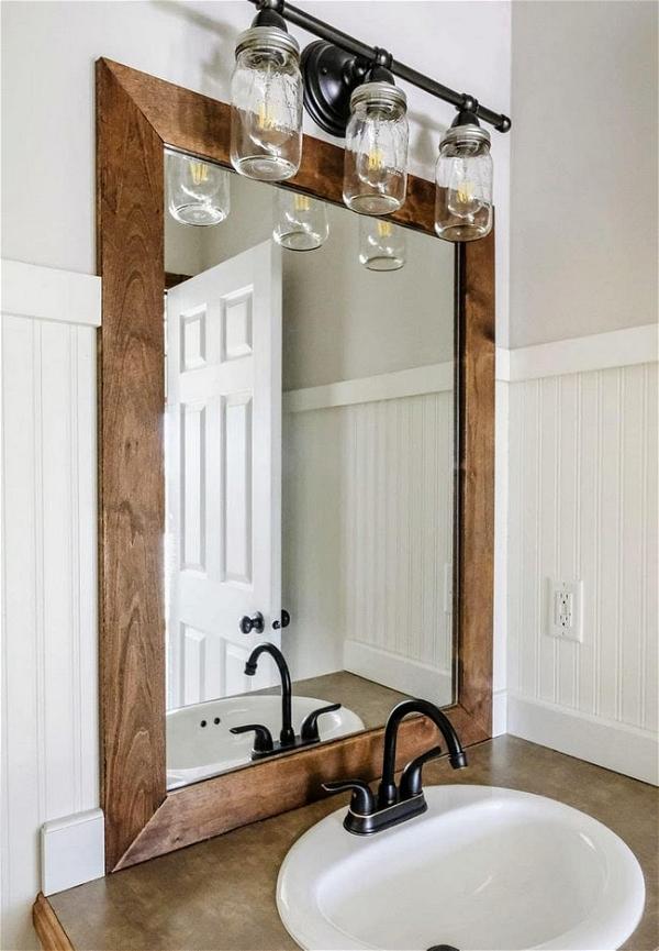 DIY Wood Frame to a Bathroom Mirror