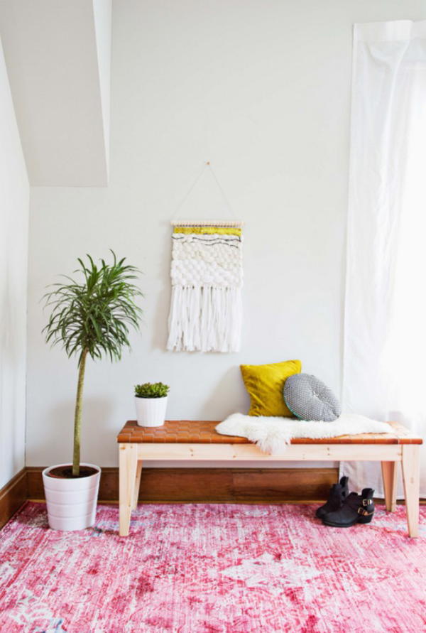 DIY Woven Leather Bench