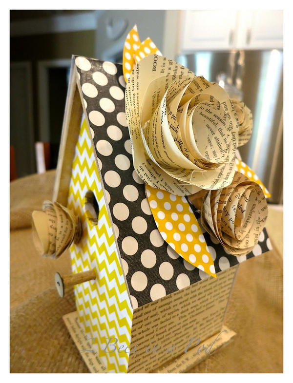 Decorative Birdhouse Using Scrapbook Paper