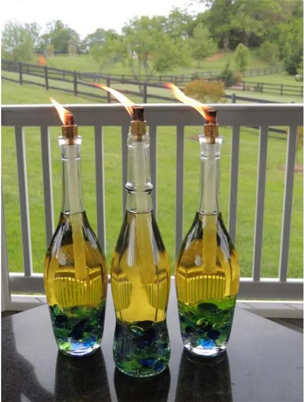  Glass Bottle Tiki Torch