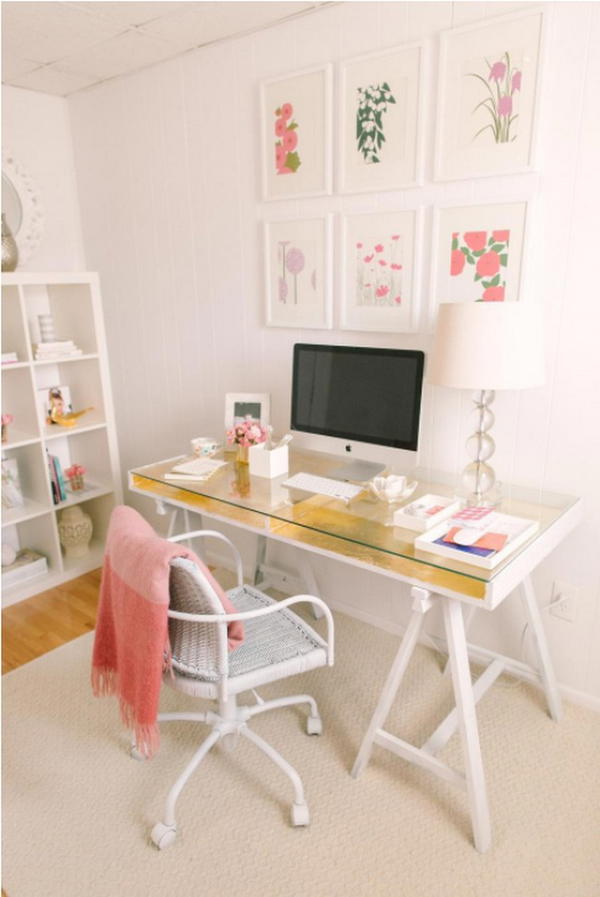 Gold Leafed Acrylic Ikea Desk Hack