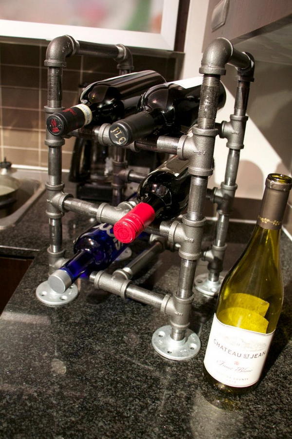 Industrial Pipe Wine Rack 