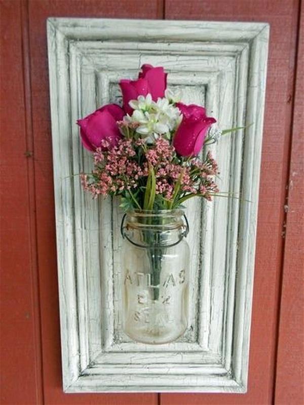 Old Cabinet Door Mason Flower Vase