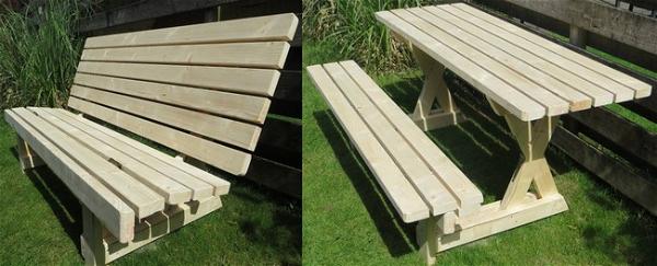 Picnic Table and Bench - 2 in 1
