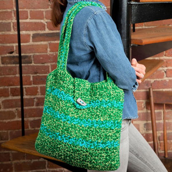 Red Heart Crochet Trendy Tote Bag