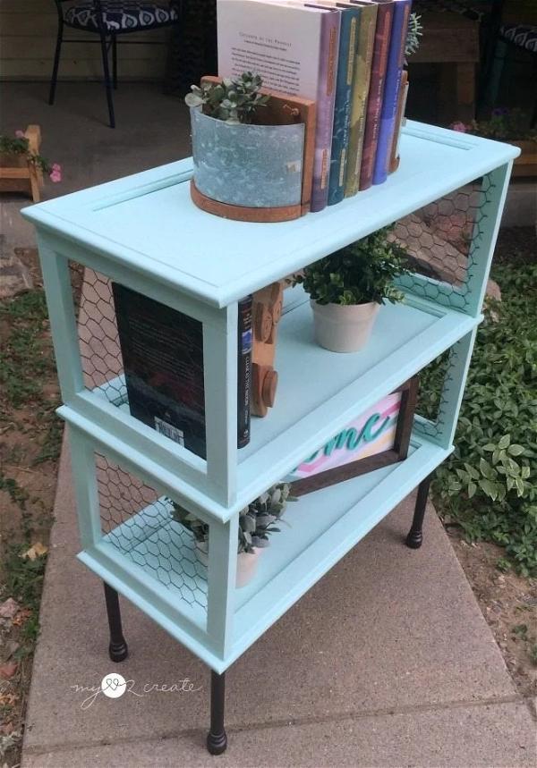 Repurposed Cupboard Door Bookshelf