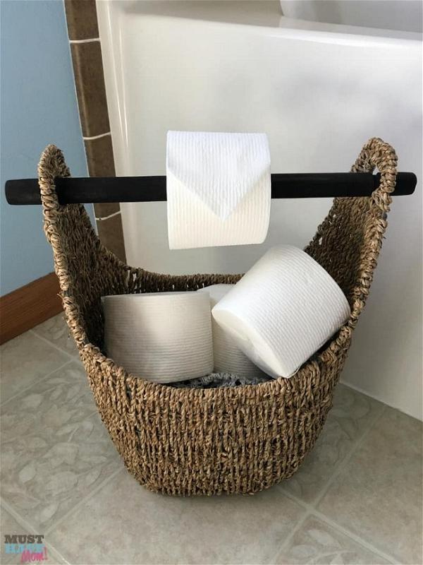 Simple DIY Basket Toilet Paper Holder