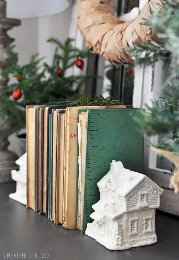 Snowy Village Book Ends