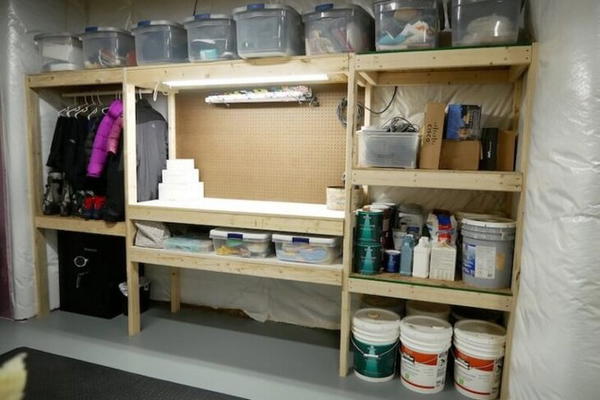 Storage Shelves with Workstation