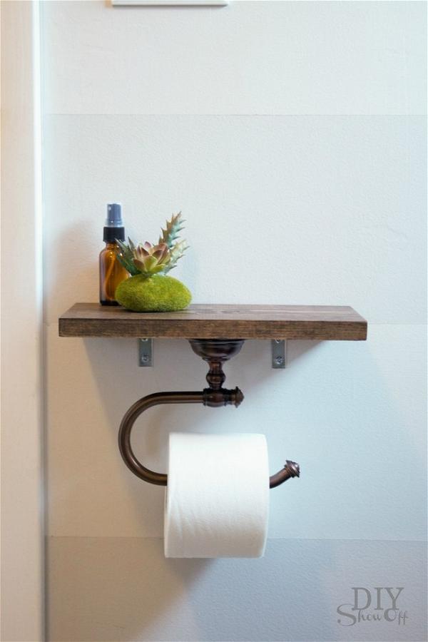 Toilet Paper Holder with Floating Shelf 