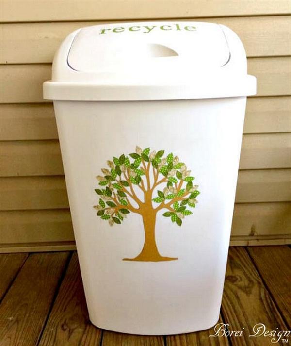 Tree Image On A Trash Can