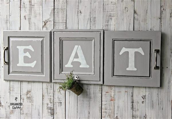 Wall Sign Decor With Old Cabinet Doors
