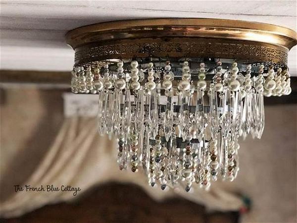 DIY Chandelier Makeover With Crystals And Beads