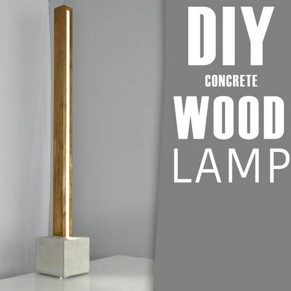 DIY Concrete And Wood Floor Lamp