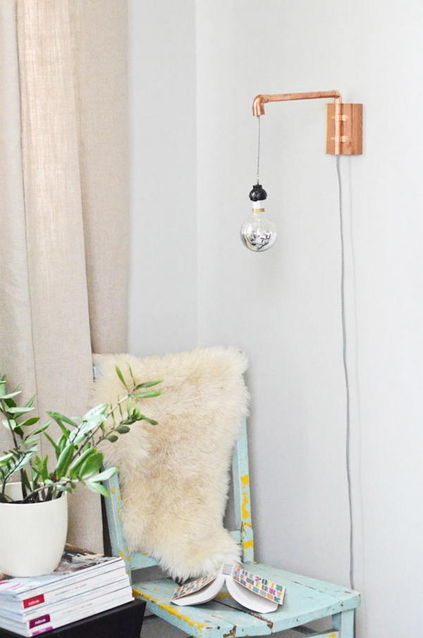 DIY Copper Pipe Wall Sconce