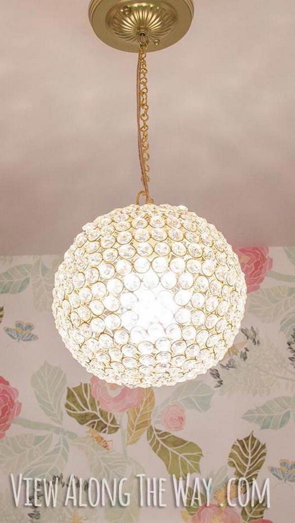 DIY Crystal Ball Chandelier