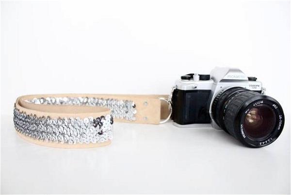 DIY No-Sew Sequin Camera Strap