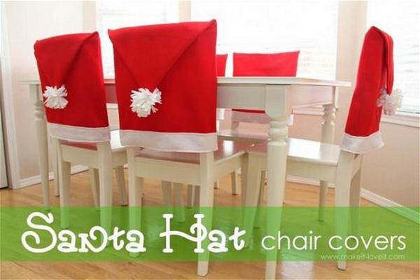 DIY Santa Hat Chair Covers