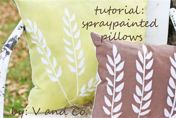 DIY Spray Painted Wheat Pillows