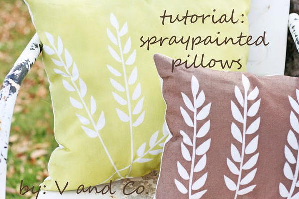 DIY Spray Painted Wheat Pillows