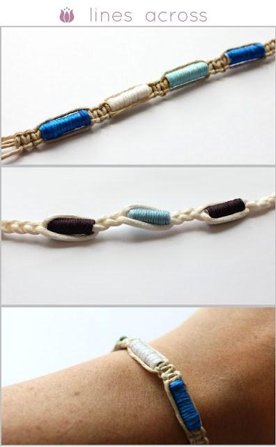 Embroidery beaded hemp bracelet