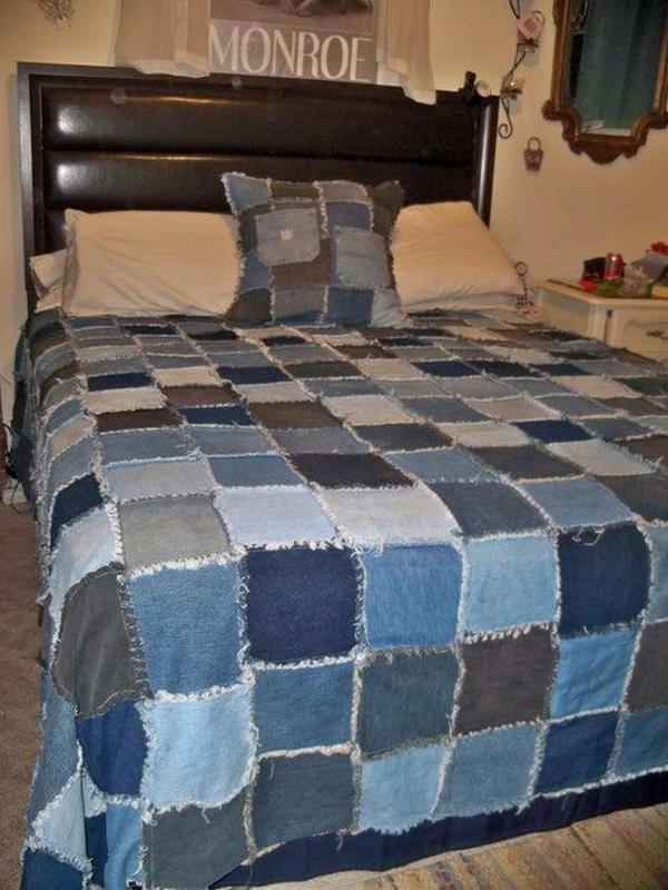 Homemade Denim Rag Quilt