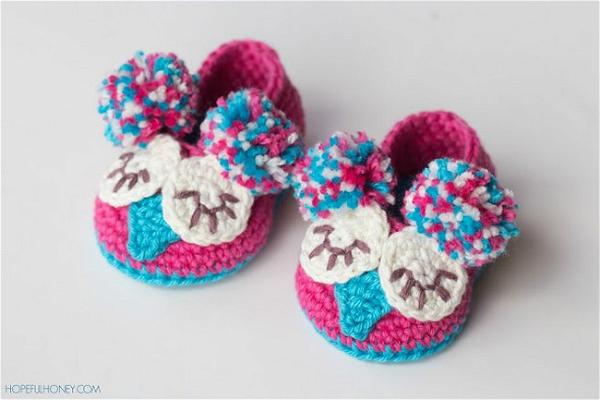 Owl Baby Booties Tassels Crochet Pattern