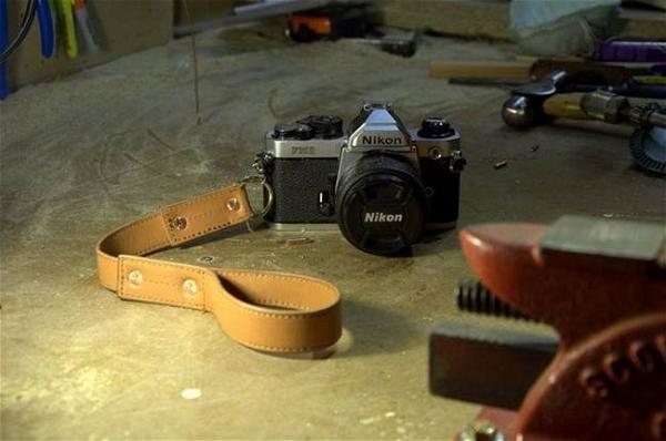 Riveted Leather Camera Wrist Strap