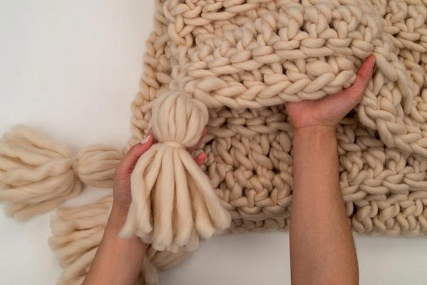 Super Chunky Ribbed Blanket Tassel Pattern