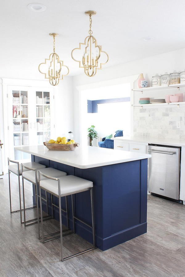 Blue DIY Kitchen Island