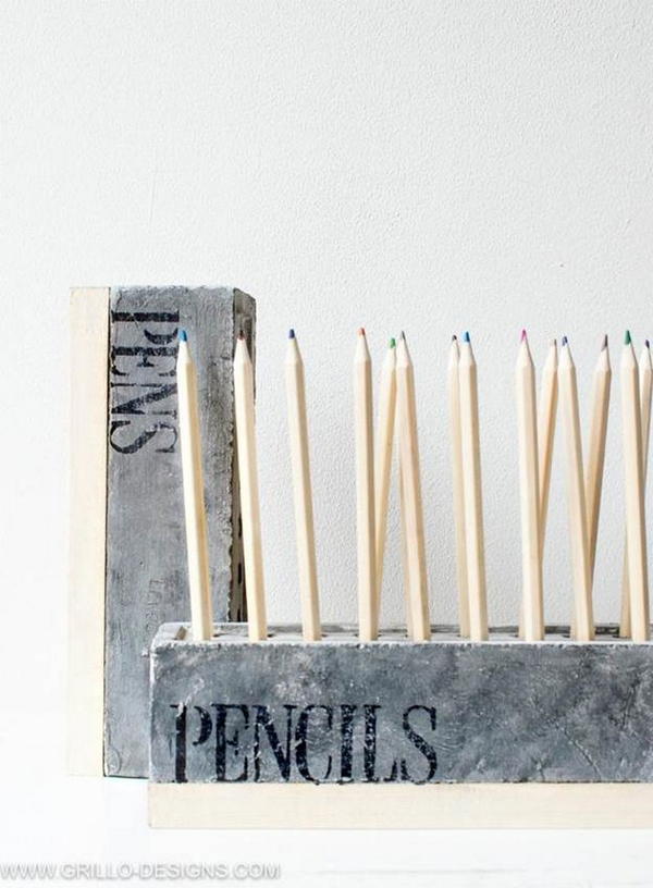 Concrete Style Pencil Holder