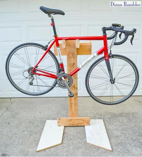 Bike repair stand online wood