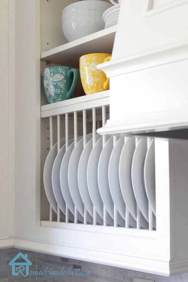 DIY Cabinet Plate Rack