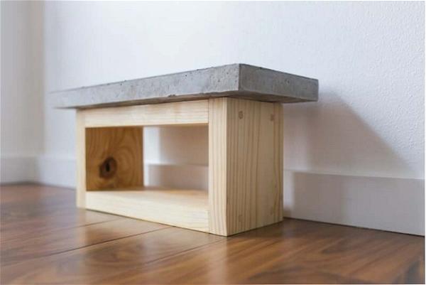 DIY Concrete Wood Dog Bowl Stand