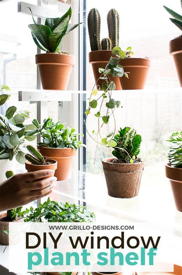 DIY Floating Window Plant Shelf