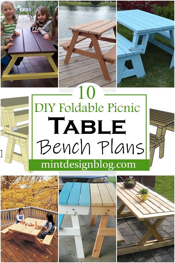 DIY Foldable Picnic Table Bench Plans 2