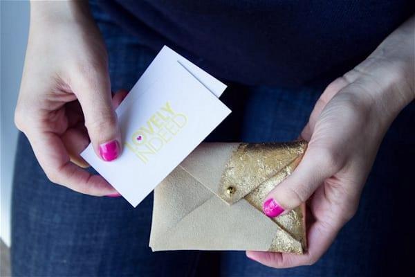 DIY Gilded Leather Business Card Holder