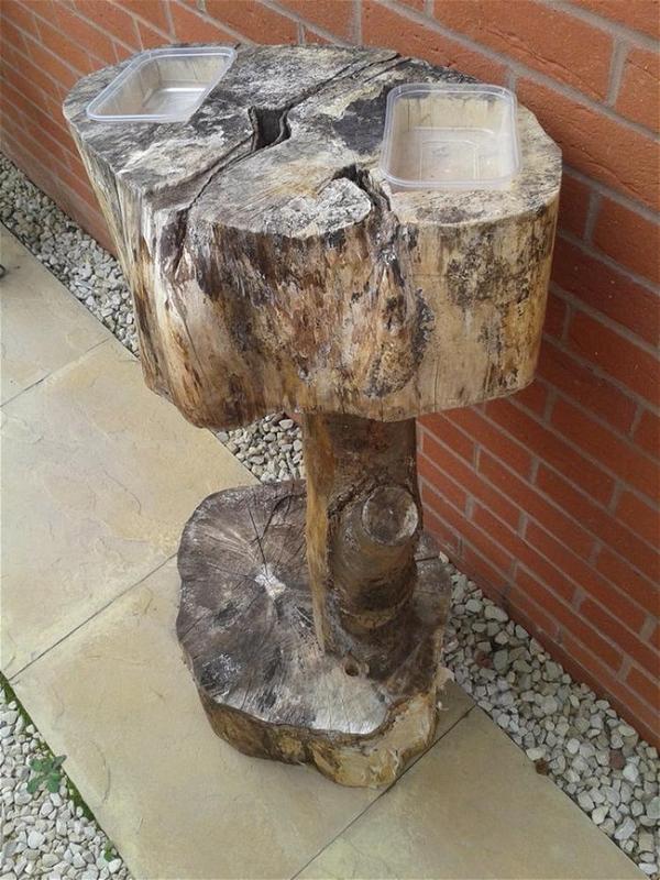 DIY Log Bird Bath