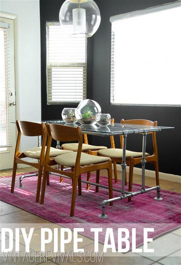 DIY Metal Conduit Kitchen Table With Glass