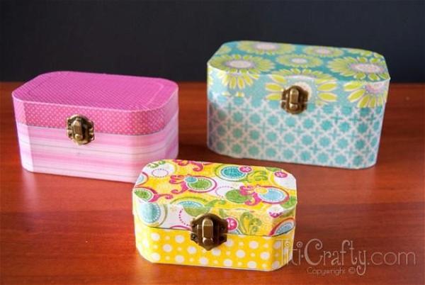 DIY Mod Podge Wooden Jewelry Boxes
