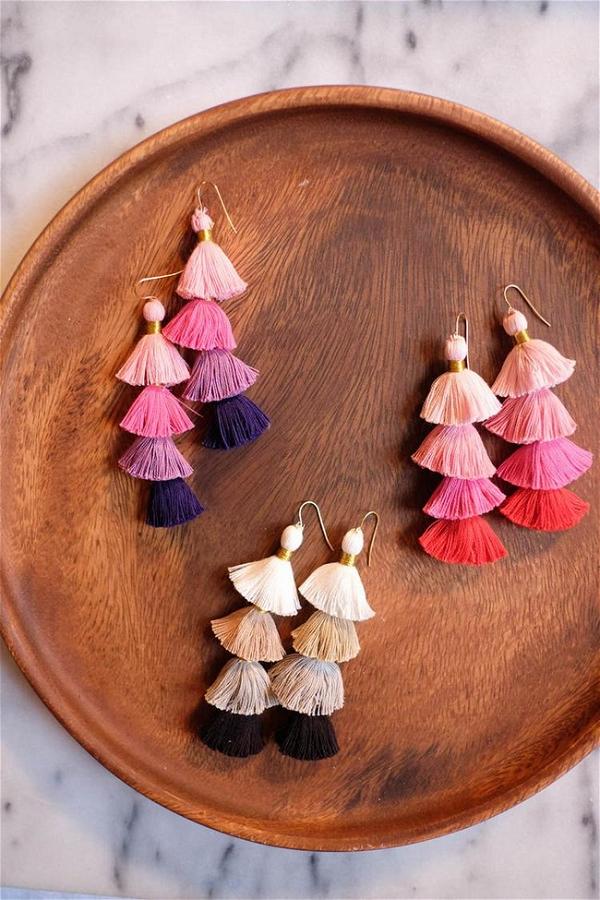 DIY Multi-Color Tassel Earrings