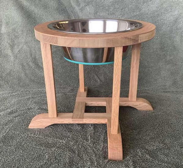 DIY Oak Dog Bowl Stand