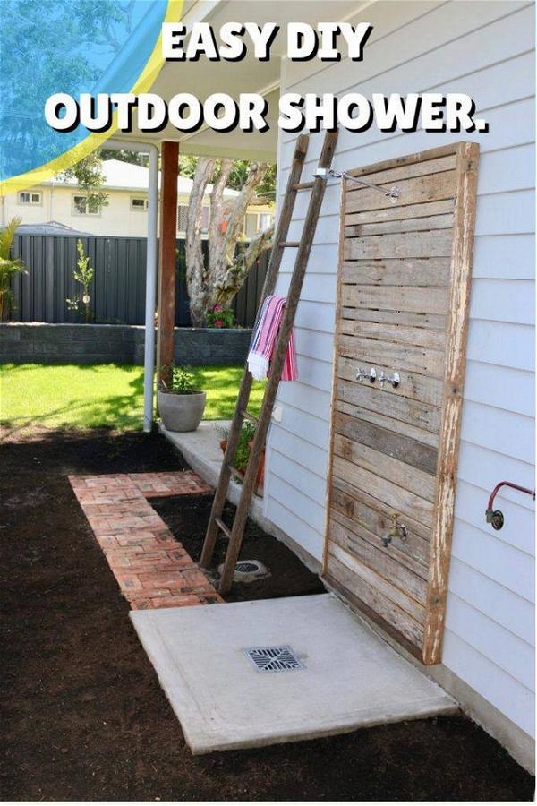 DIY Reclaimed Wood Outdoor Shower