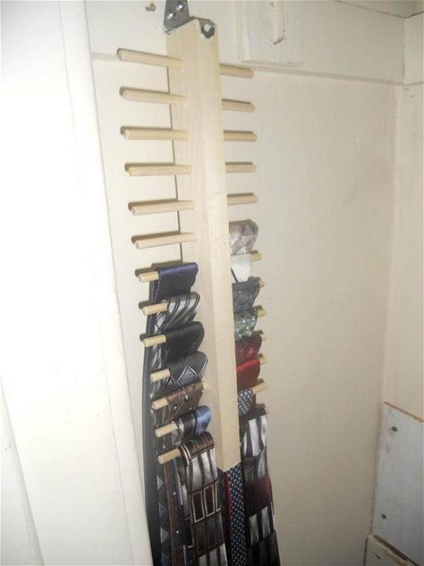 DIY Space Saving Tie Rack